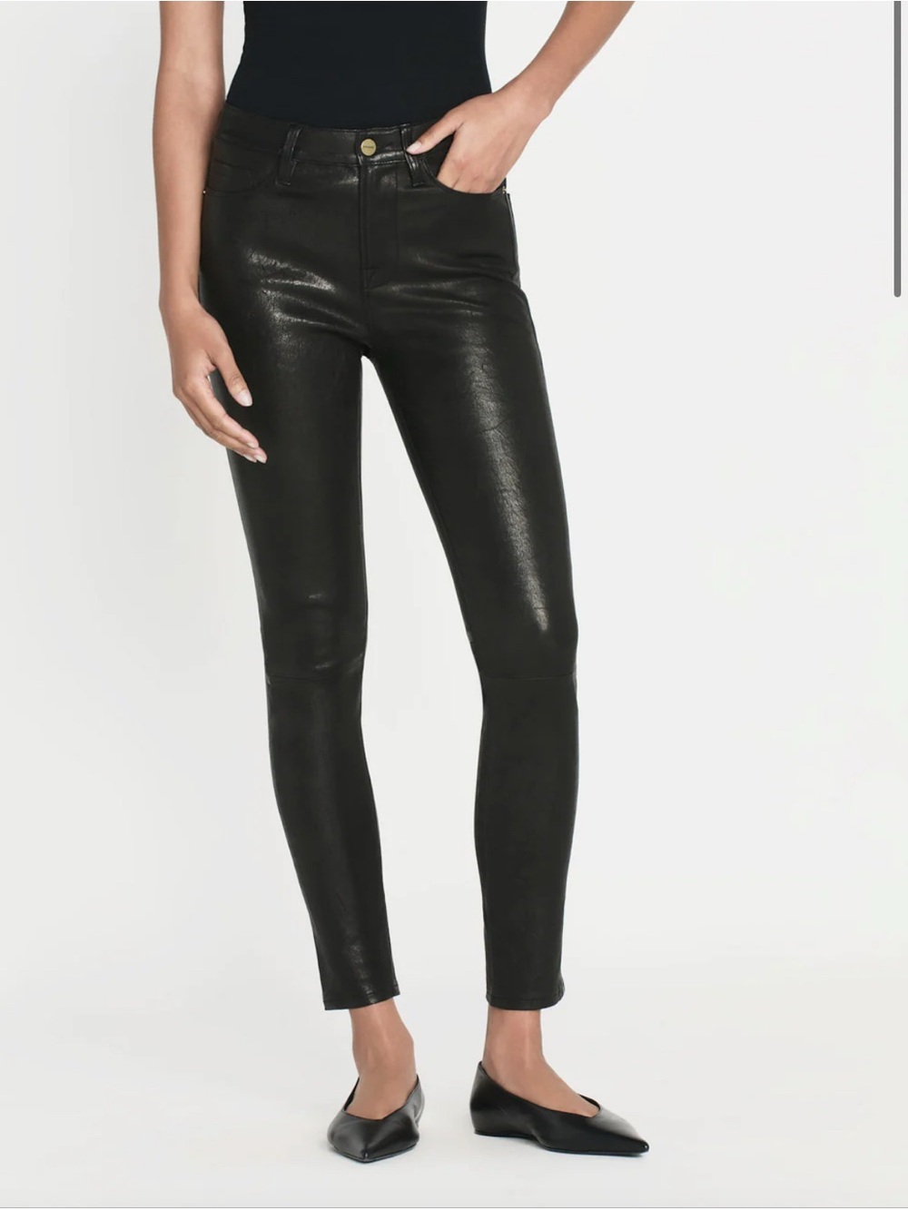 FRAME Le High Skinny 100% Lamb Leather Pants | Black | Size 26